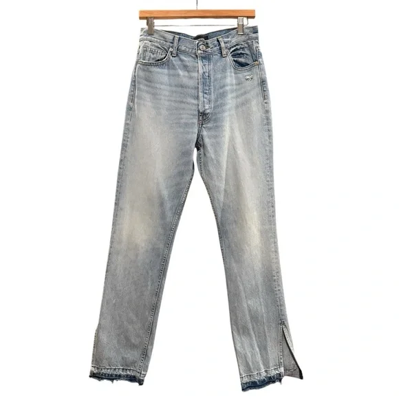 EB Denim Unraveled Two Newport frayed high-rise straight-leg jeans women’s 28 - Picture 8 of 13